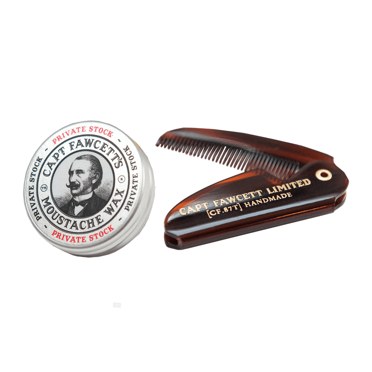 Captain Fawcett Expedition Strength Moustache Wax & Folding Pocket Moustache Comb