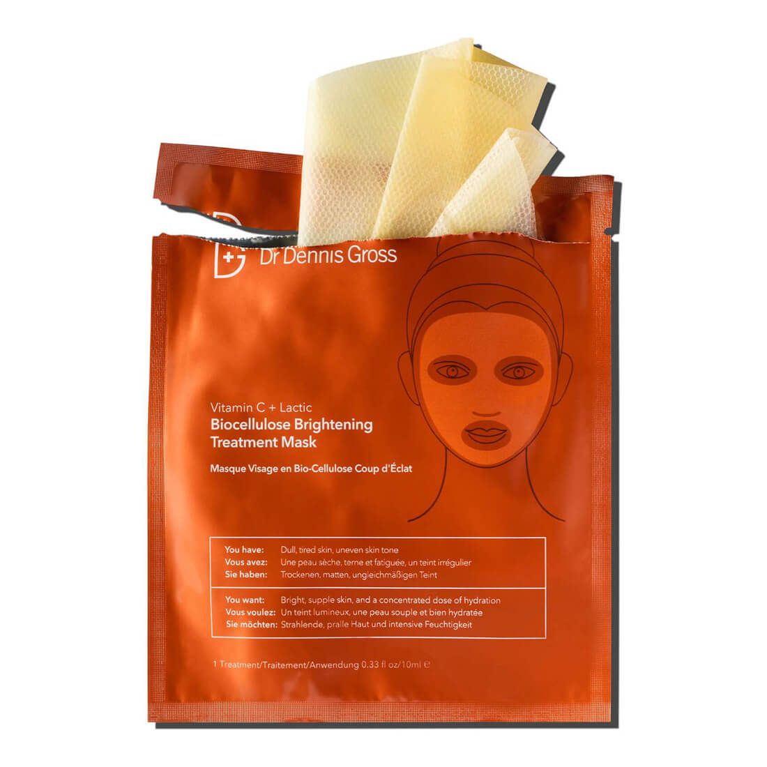 Dr Dennis Gross Vitamin C+ Lactic Biocellulose Brightening Treatment Mask 10ml