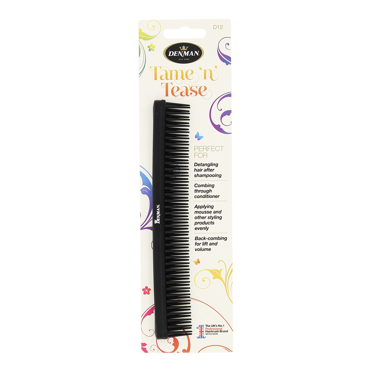 Denman D12 Tame 'n' Tease Brush Black