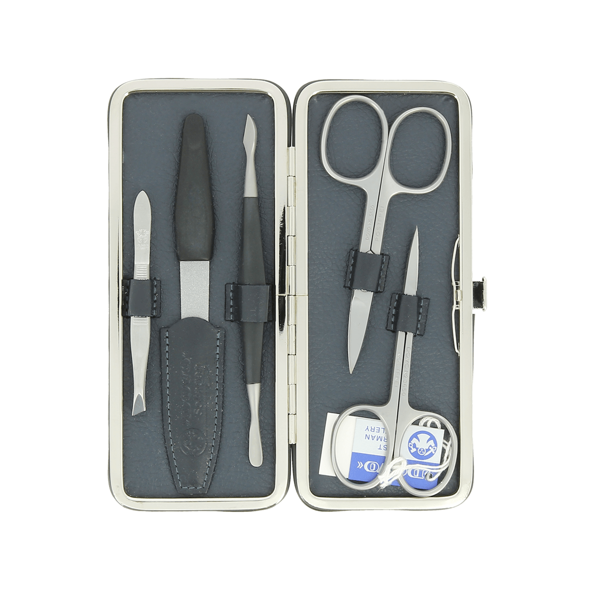 Dovo 5 Piece Manicure Set in Slim Navy Leather Case 301 146