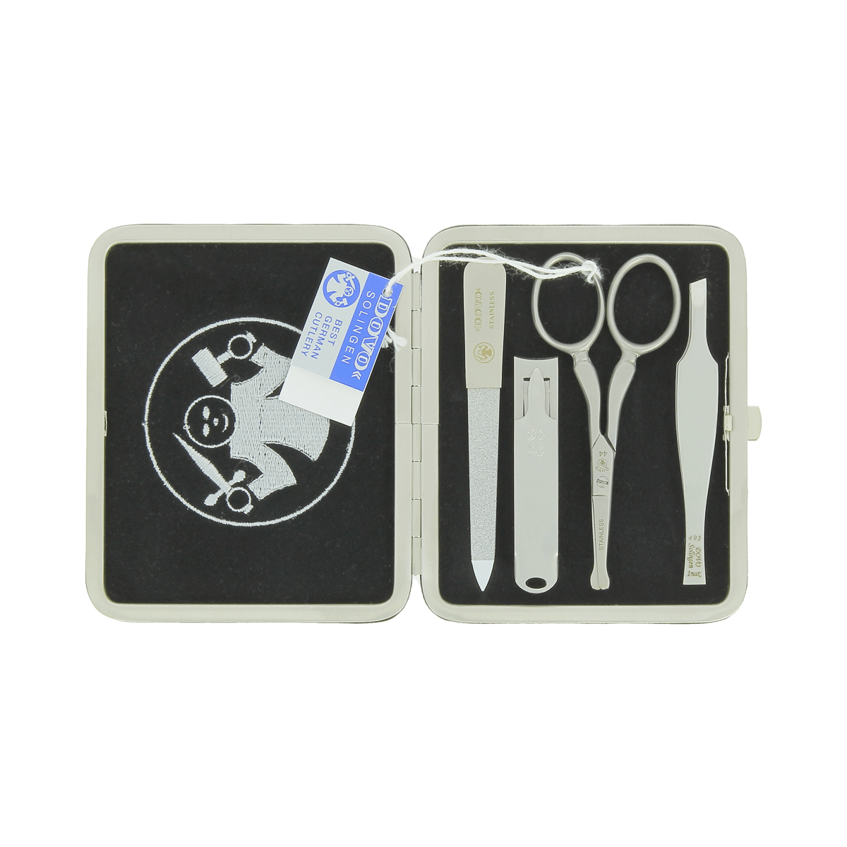 Dovo 4 Piece Manicure Set Brown Leather Case 515016