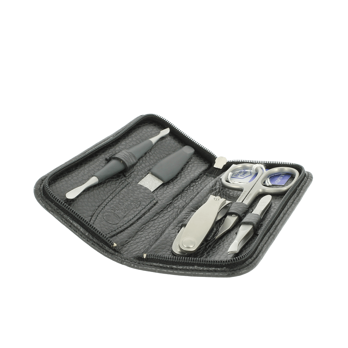Dovo 5 Piece Manicure Set in Slim Black Leather Zip Case 511016