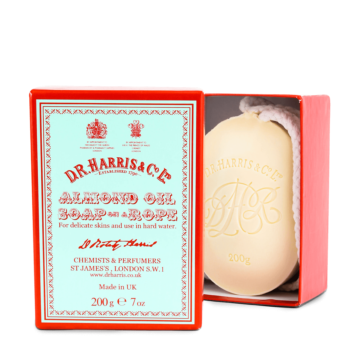 D R Harris Almond Oil Soap on a Rope 200g