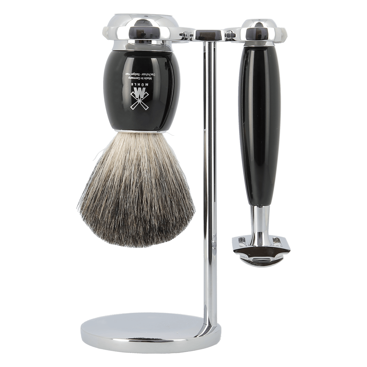 MUHLE S81M336SR Vivo Black Resin Pure Badger 3-Piece Shaving Set