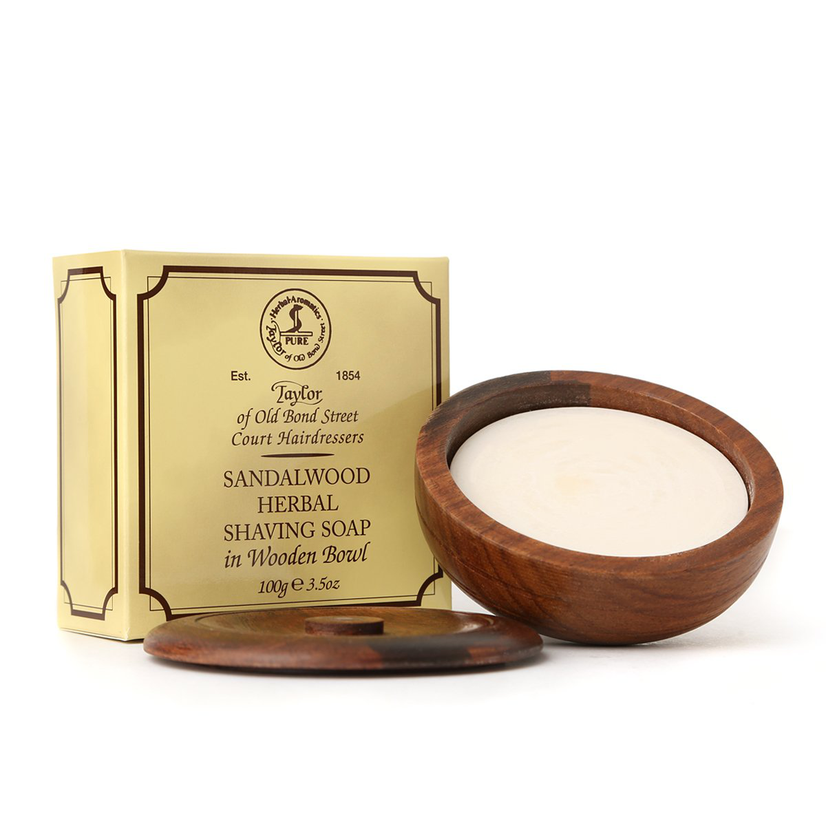 Taylor of Old Bond Street Sandalwood Shaving Soap in Wooden Bowl 100g
