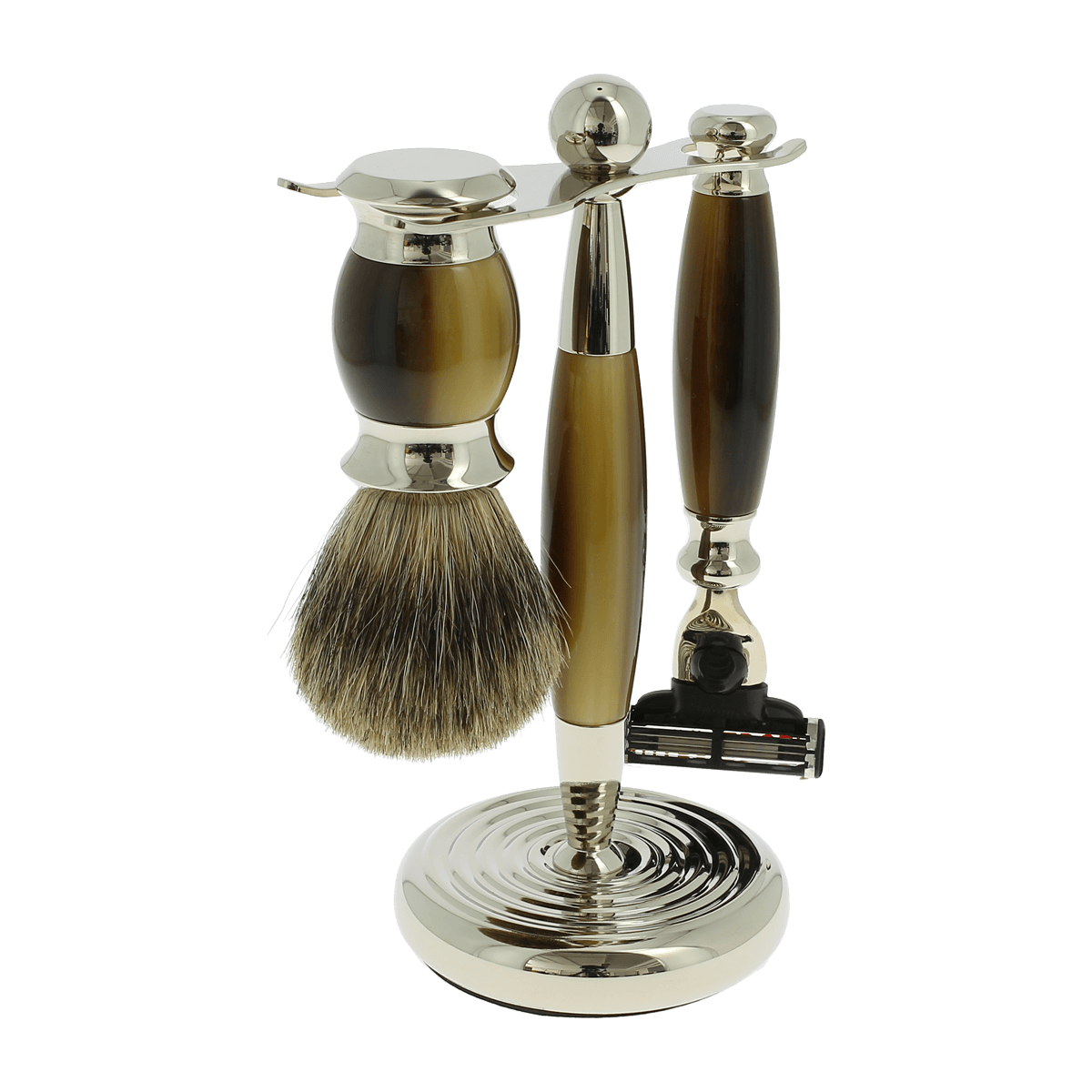 Vulfix Edwardian Faux Horn Shaving set suitable for Mach 3