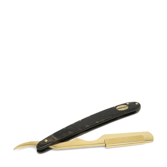 Antiga Barbearia de Bairro Gold and Black Cut Throat Razor