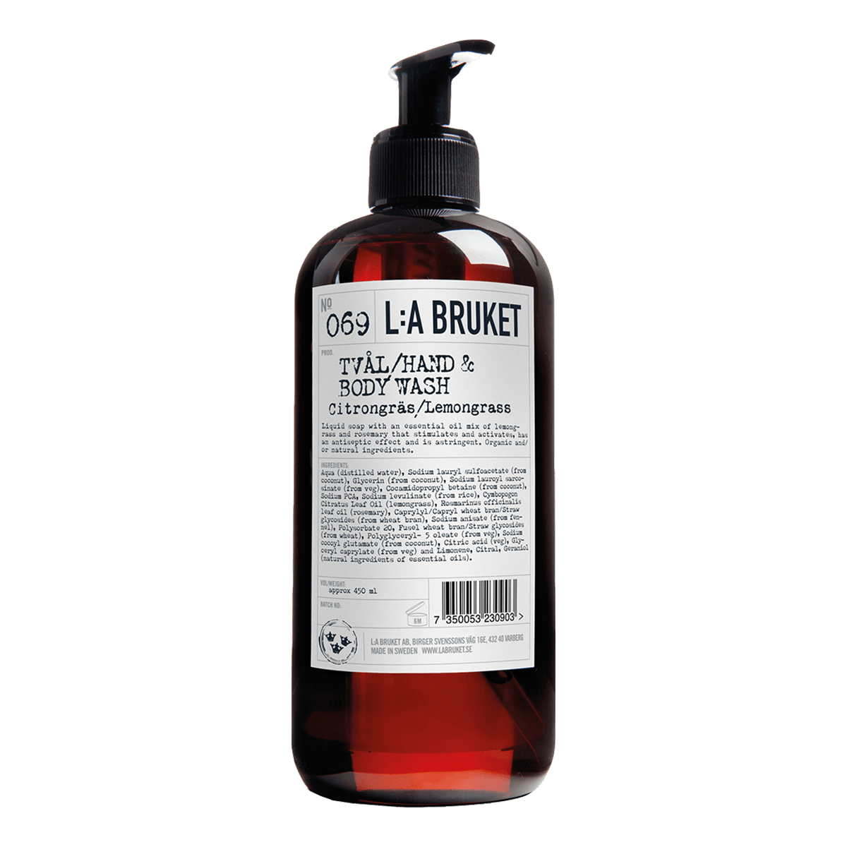 L:A BRUKET Lemongrass Hand and Body Wash 450ml