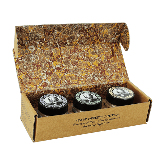 Captain Fawcett Moustache Wax Cornucopia Set 3 x 15ml
