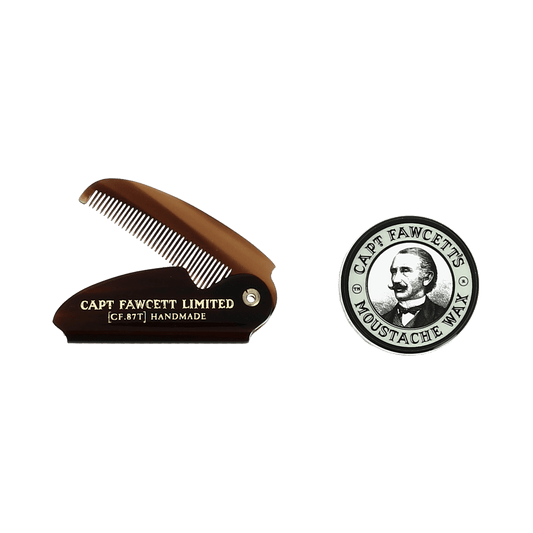 Captain Fawcett Ylang Ylang Moustache Wax and Folding Moustache Comb