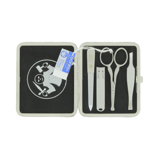 Dovo 4 Piece Manicure Set Brown Leather Case 515016