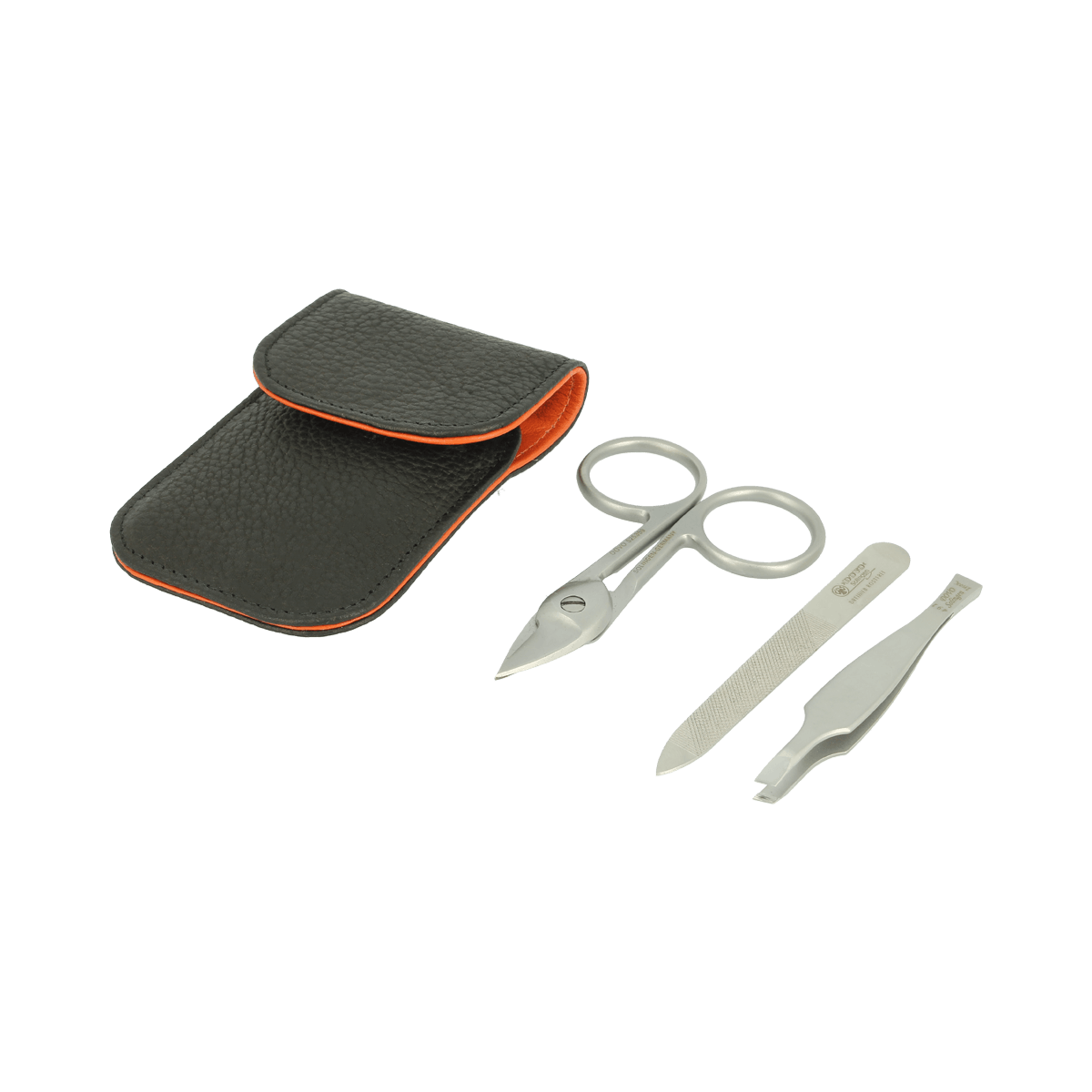 Dovo 3 Piece Manicure Set Brown Leather Pouch 1042016