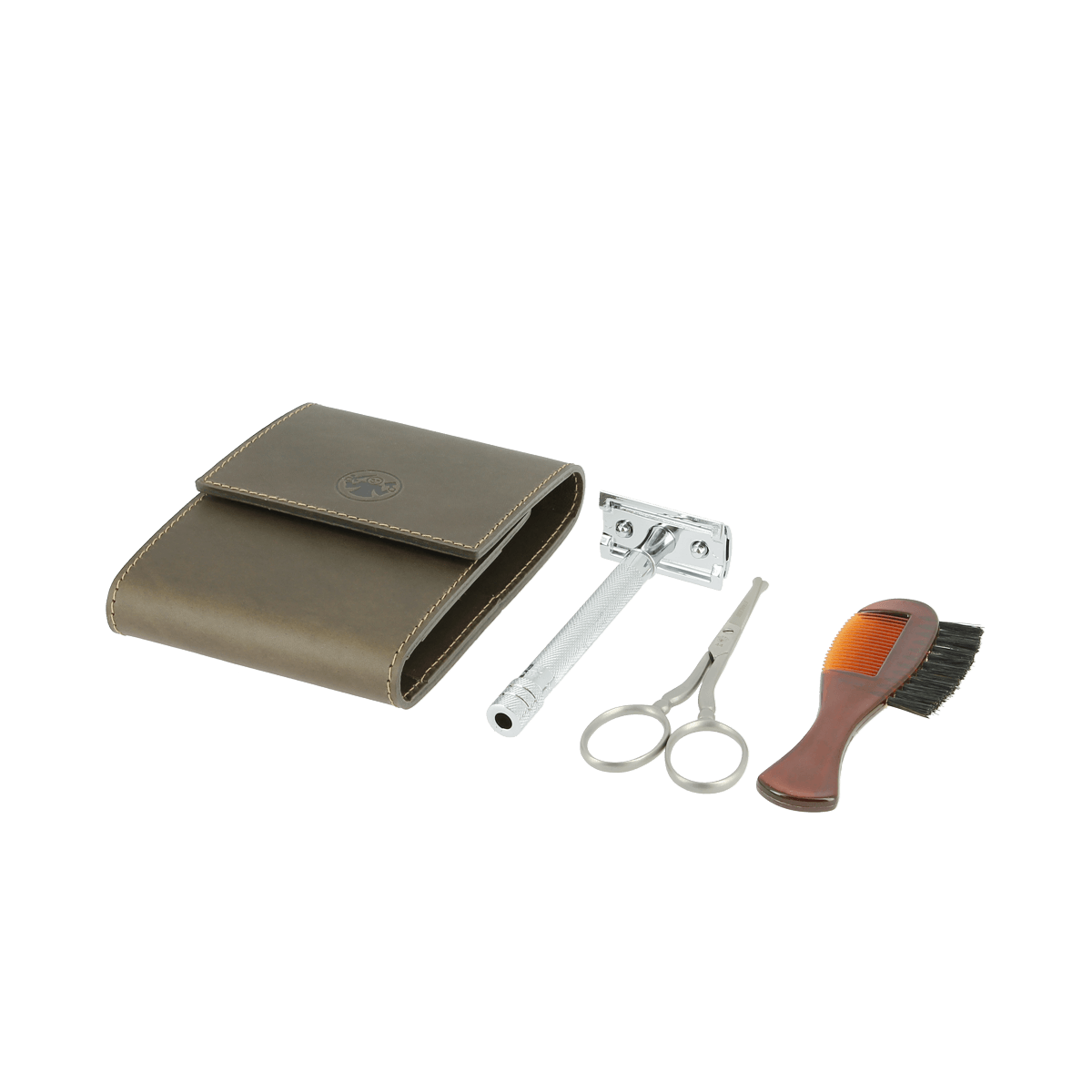 Dovo Travel Razor Set in Brown Leather Pouch 575056