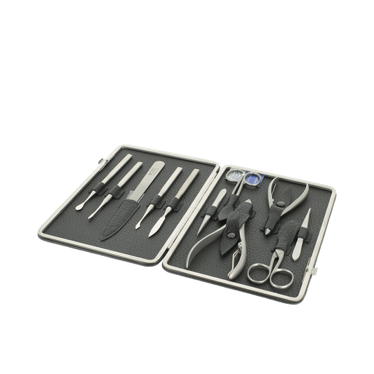 Dovo 11 Piece Manicure Set in Black Leather Case 771018