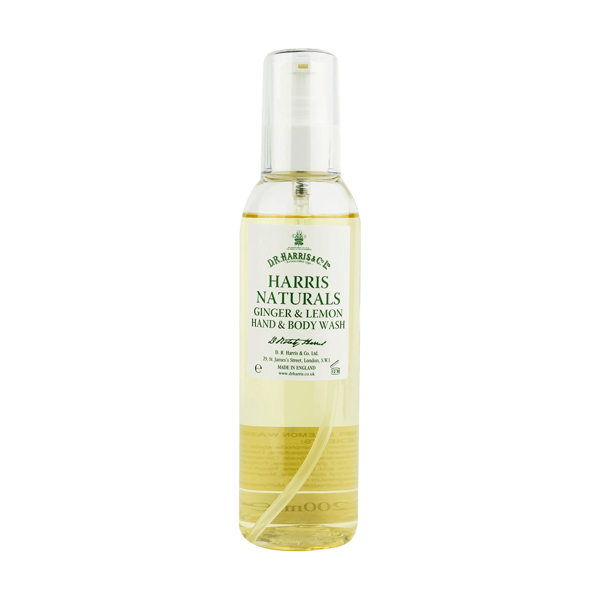 D R Harris Naturals Ginger & Lemon Hand & Body Wash 200ml