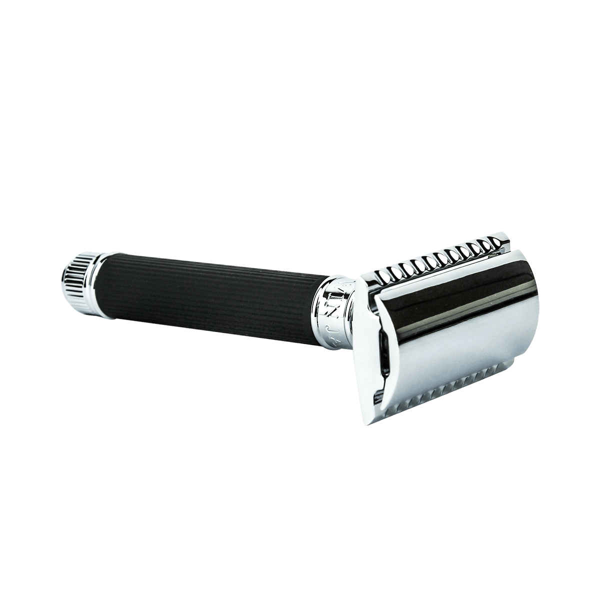 Edwin Jagger DE86RC14bl Rubber Coated Black Double Edge Safety Razor