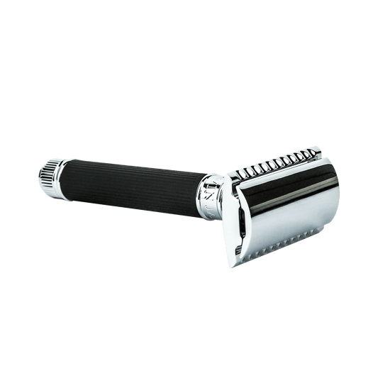 Edwin Jagger DE86RC14bl Rubber Coated Black Double Edge Safety Razor