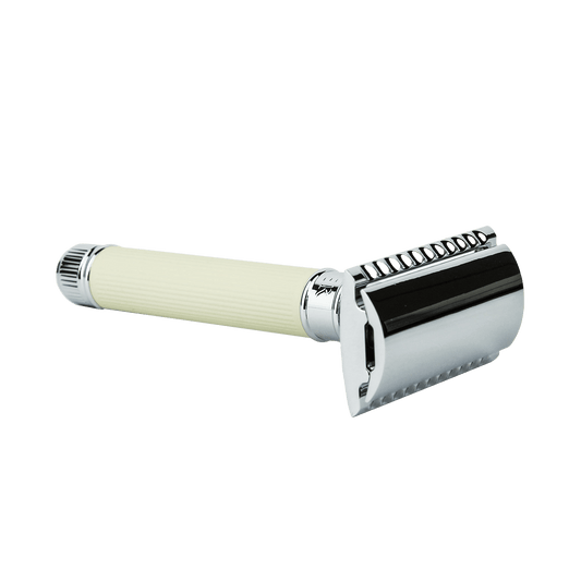 Edwin Jagger DE87RC14bl Rubber Coated Ivory Double Edge Safety Razor