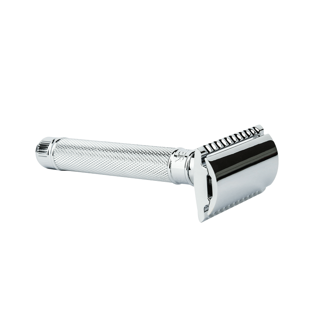 Edwin Jagger DE89KN14bl Chrome Knurled Double Edge Safety Razor