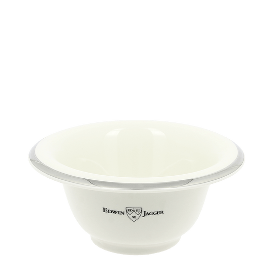 Edwin Jagger Ivory Silver Rimmed Porcelain Shaving Bowl RN117