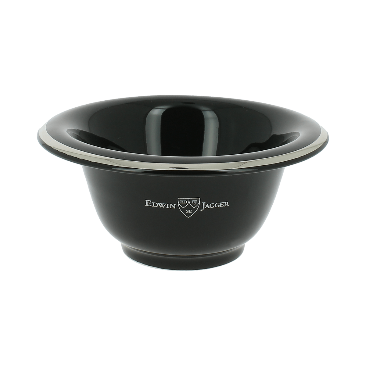Edwin Jagger Black Silver Rimmed Porcelain Shaving Bowl RN116