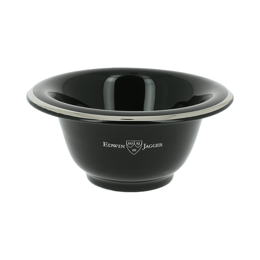 Edwin Jagger Black Silver Rimmed Porcelain Shaving Bowl RN116
