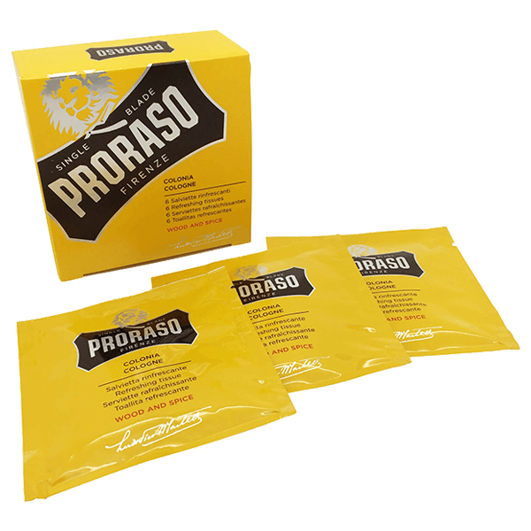 Proraso Wood and Spice Cologne Refreshing Tissues - 6 Pack
