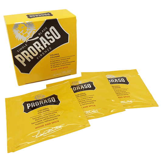 Proraso Wood and Spice Cologne Refreshing Tissues - 6 Pack