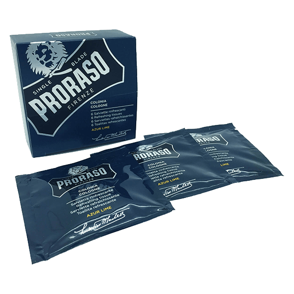 Proraso Azur Lime Cologne Refreshing Tissues - 6 Pack