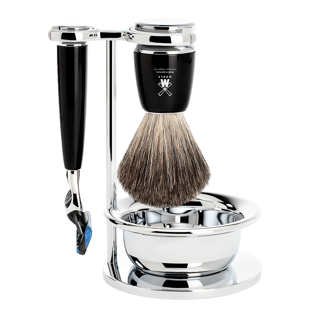 MUHLE S81M226SF Rytmo Black 4-piece Pure Badger Resin Fusion Shaving Set