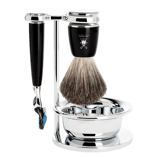 MUHLE S81M226SF Rytmo Black 4-piece Pure Badger Resin Fusion Shaving Set