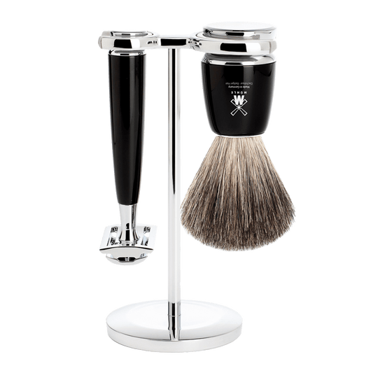 MUHLE S81M226SR Rytmo Black 3-Piece Pure Badger Shaving Set