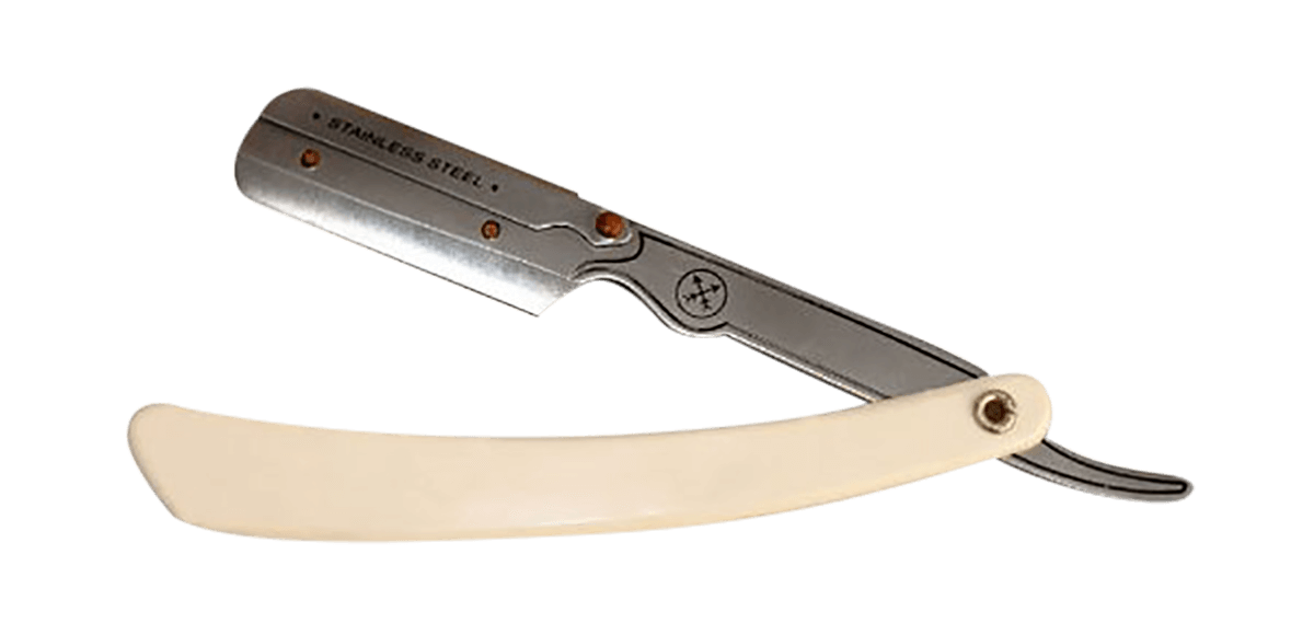Parker SRW/34R White Resin Handle Clip Type Barber/Straight Razor