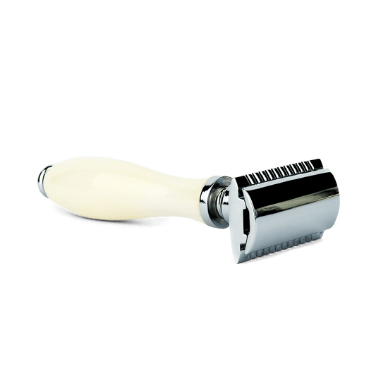 Parker 111W White Resin Three Piece Double Edge Safety Razor