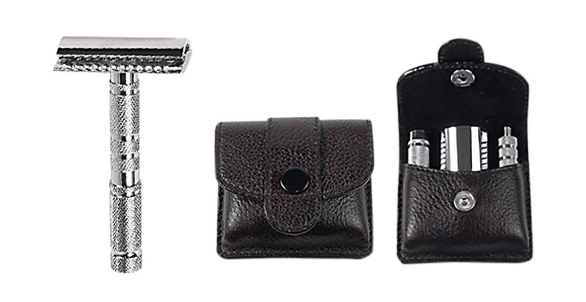 Parker A1R Travel Safety Razor with Leather Case