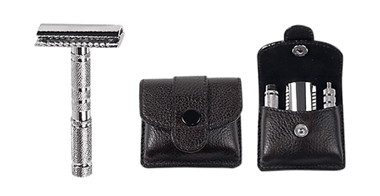 Parker A1R Travel Safety Razor with Leather Case
